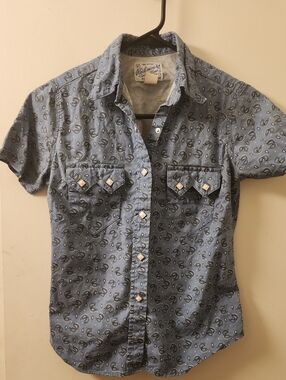 Rockmount  Light Blue Horseshoe Print Western Shirt Size S